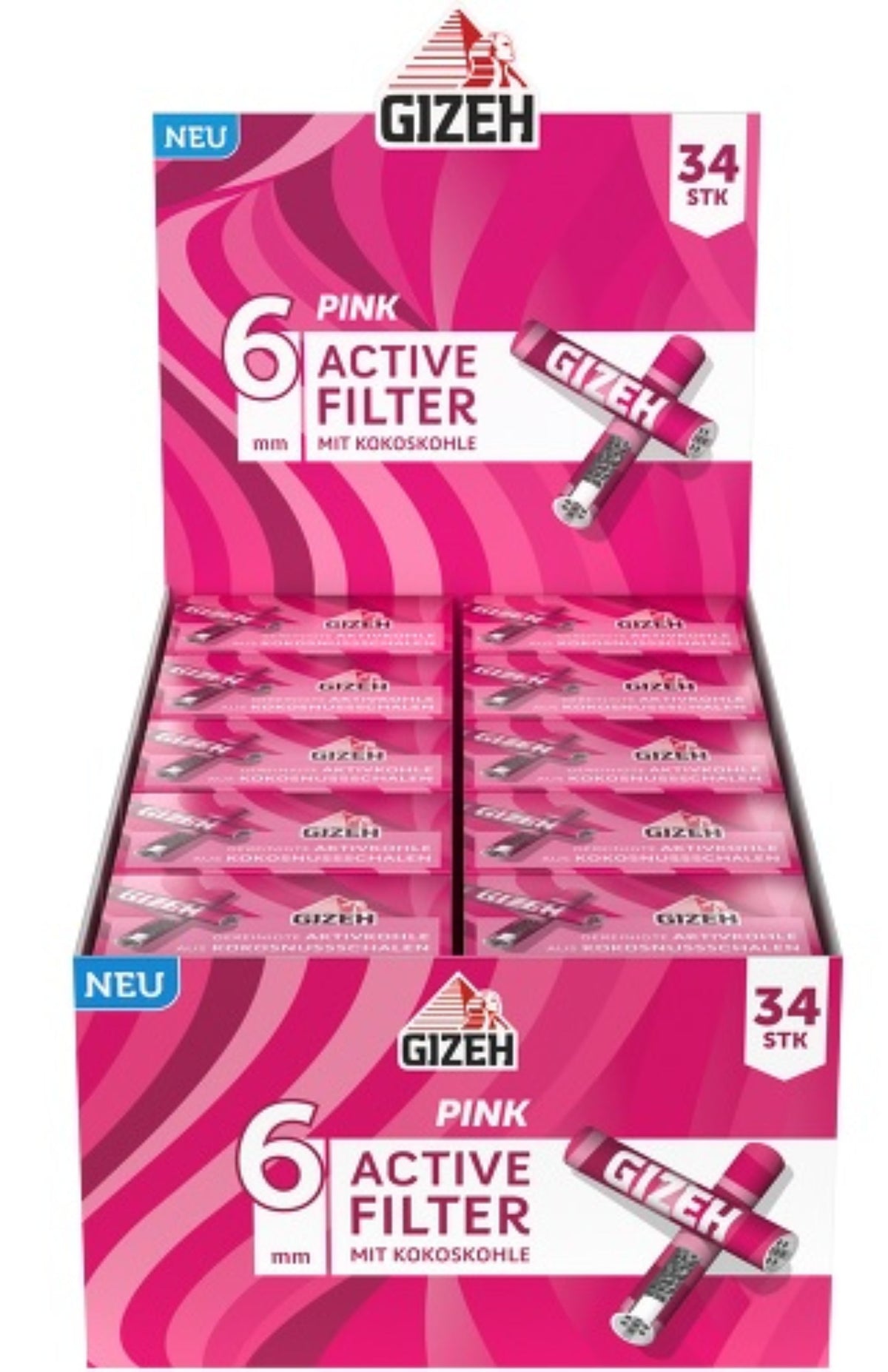 Gizeh Aktivkohlefilter 6mm 34er Pink